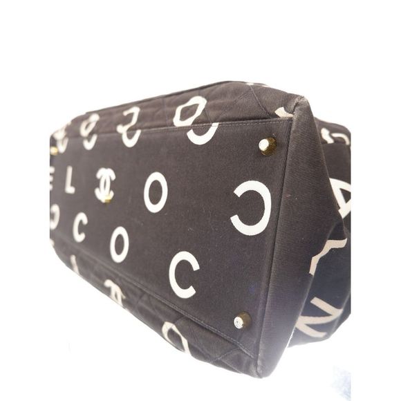 Chanel Logo Canvas Black and White Tote Bag - Picture 6 of 11